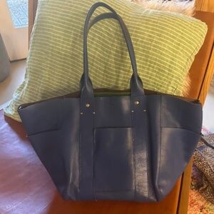 Clare V royal blue leather tote bag in perfect condition